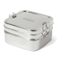 ECO Brotbox - Cube Box XL - zweilagiger, quadratischer Edelstahlbehälter