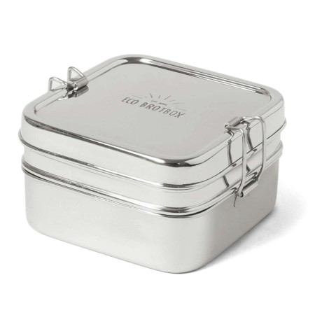 ECO Brotbox - Cube Box XL - zweilagiger, quadratischer Edelstahlbehälter