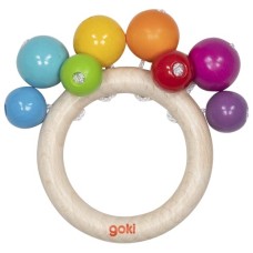 goki Greifling Regenbogenperlen - Ring mit bunten Holzperlen