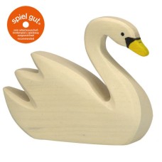 HOLZTIGER Schwan schwimmend - Holzfigur zum Spiele oder Dekorieren