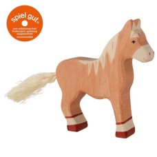 HOLZTIGER Pferd stehend hellbraun - Holzfigur zum Spiele oder Dekorieren