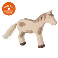 HOLZTIGER Pferd stehend gefleckt - Holzfigur zum Spiele oder Dekorieren