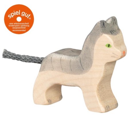 HOLZTIGER Katze klein grau - Holzfigur zum Spiele oder Dekorieren
