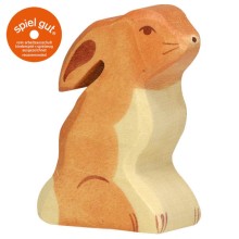 HOLZTIGER Hase sitzend - Holzfigur zum Spiele oder Dekorieren