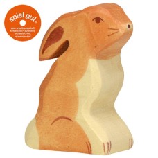 HOLZTIGER Hase sitzend - Holzfigur zum Spiele oder Dekorieren