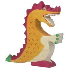 HOLZTIGER Drache rot - Holzfigur zum Spiele oder Dekorieren