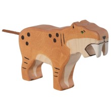 HOLZTIGER Säbelzahntiger - Holzfigur zum Spiele oder Dekorieren