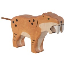 HOLZTIGER Säbelzahntiger - Holzfigur zum Spiele oder Dekorieren