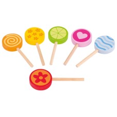 goki Lollies - Set mit 6 bunten Holzlutschern für den Kaufladen