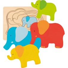 goki Holz Schichtenpuzzle Elefanten 6-teilig