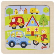 goki Holz Einlegepuzzle klein 9-teilig - verschiedene Motive zur Auswahl