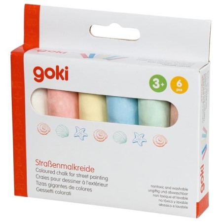goki Straßenmalkreide - 6 verschiedene Farben in einer Packung