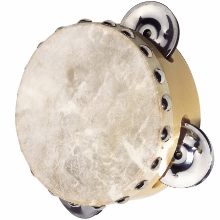 goki Tamburin mit Naturfell und 3 Schellen