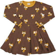maxomorra Dress Circle LS OWL Mädchen Langarmkleid GOTS Gr. 98 - 140