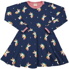maxomorra Dress Circle LS UNICORN Mädchen Langarmkleid GOTS Gr. 98 - 128