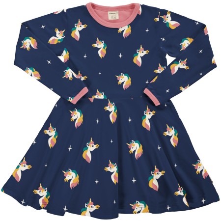maxomorra Dress Circle LS UNICORN Mädchen Langarmkleid GOTS Gr. 98 - 128