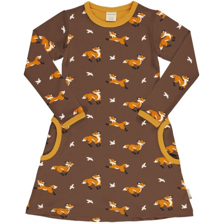 maxomorra Dress LS FOX Mädchen Langarmkleid GOTS Gr. 98/104 - 134/140