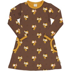 maxomorra Dress LS OWL Mädchen Langarmkleid GOTS Gr. 98/104 - 122/128