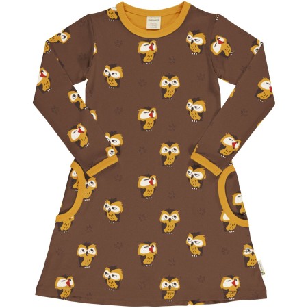 maxomorra Dress LS OWL Mädchen Langarmkleid GOTS Gr. 98/104 - 122/128