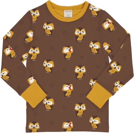 maxomorra Top LS OWL Kinder Langarmshirt GOTS Gr. 86 - 140