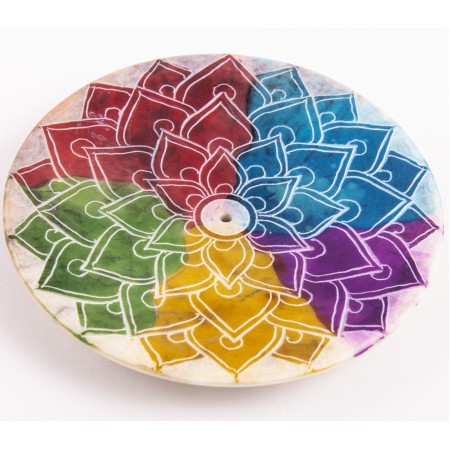 Berk Speckstein Räucherstäbchenhalter Mandala - Regenbogen