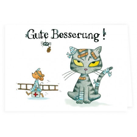 Grätz Verlag - Klappkarte mit Katze "Gute Besserung" - Illustration: Outi Kaden