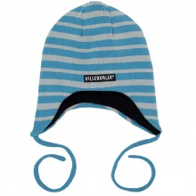 VILLERVALLA knitted hat with strings STRIPES Kleinkinder Wintermütze Gr. 44 - 50